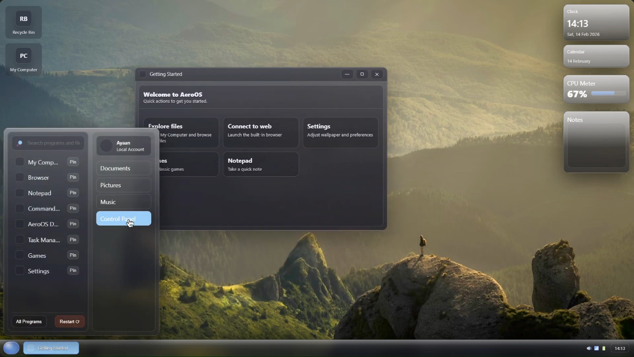 AeroOS Start Menu
